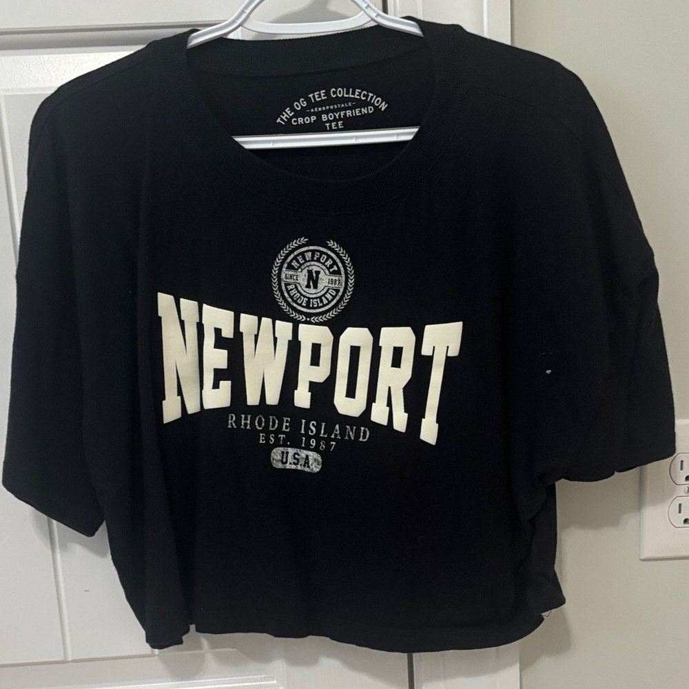 Aeropostale Black Crop Boyfriend Tee